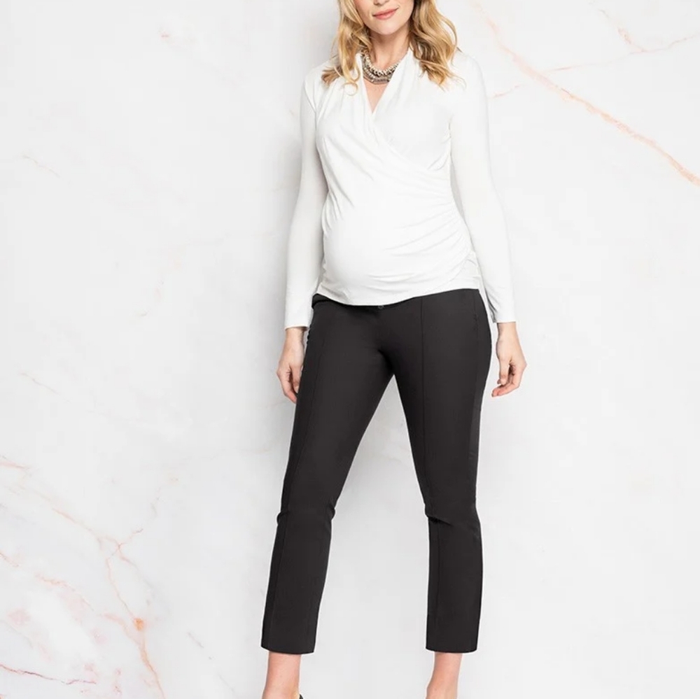 Tailored Black Cropped Maternity Pants